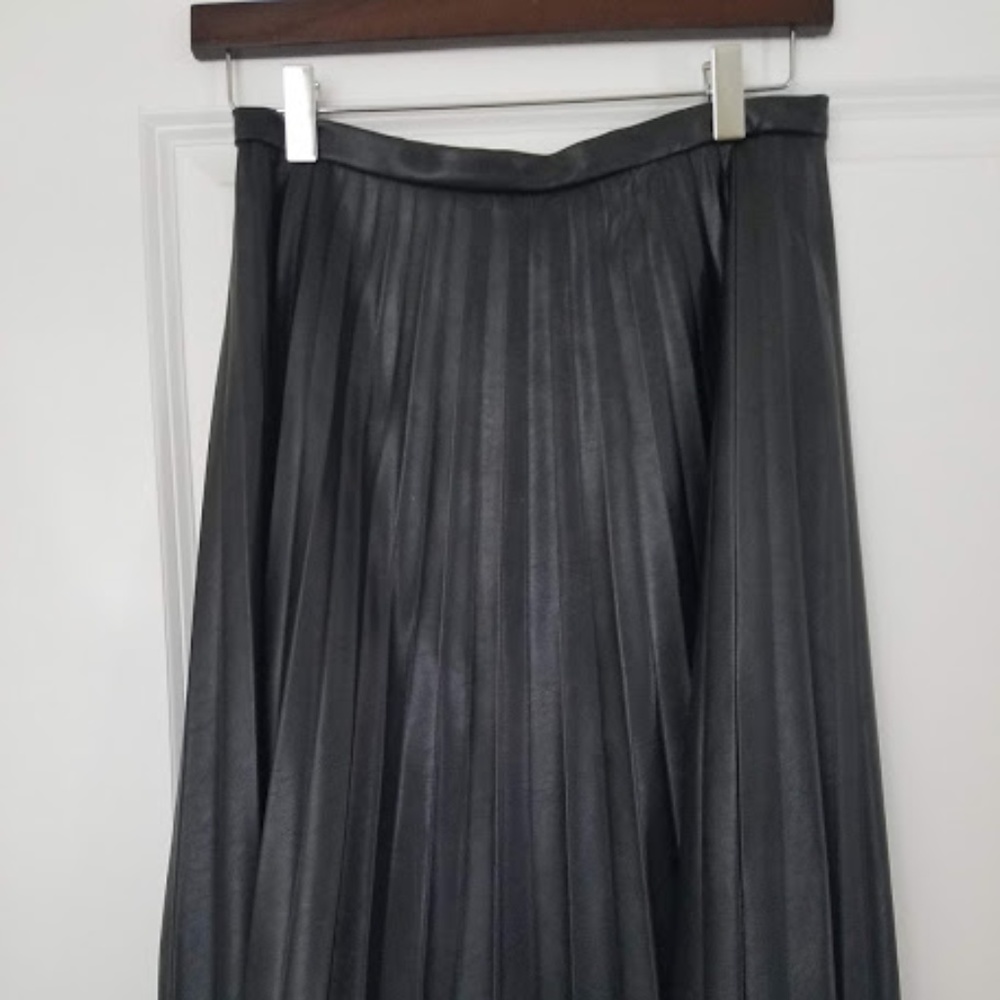 J. Crew Faux Leather Pleated Skirt